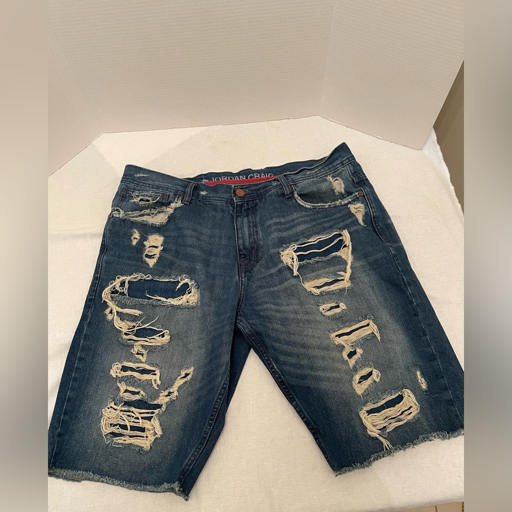 Jordan Craig Ripped grunge street wear men’s denim shorts size 38